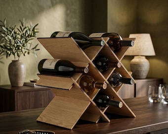 Wood Wine Rack, Tabletop Wine Rack, Wine Bottle Holder, Modern Wine Rack, Wine Storage Rack, Rustic Wine Rack, Countertop Wine Holder
