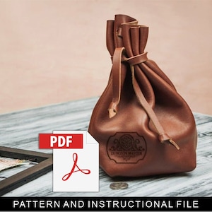 Leder Medizinbeutel pdf, Leder Beutel Tasche Muster, Leder Beutel Geldbörse pdf, Leder Geldbörse Muster, Kordelzug Beutel Muster