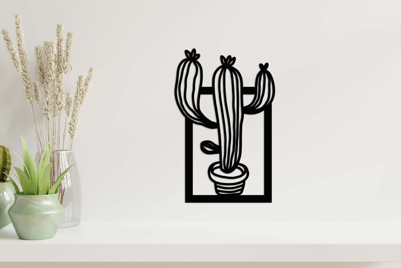 Wooden Wall Decor CACTUS Wooden Wall Art Gift Home Etsy