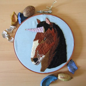 Lavender Unicorn Hoop Art Embroidery Art