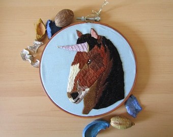 Lavender Unicorn Hoop Art Embroidery Art