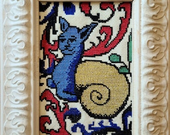 Medieval Snail Cat Cross Stitch Pattern, PDF