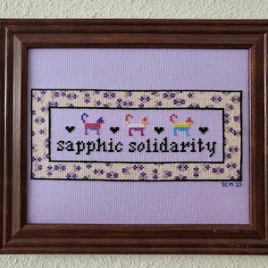 Sapphic Solidarity Cross Stitch Pattern, PDF