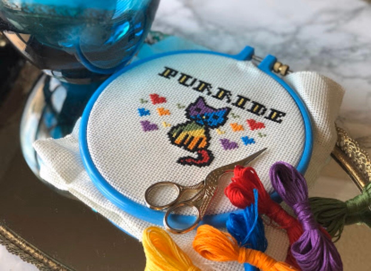 Purride pride Cat Rainbow Cross Stitch Pattern PDF - Etsy