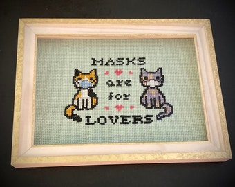 PDF ~ Masks Are For Lovers Cross Stitch Pattern (Version 2)
