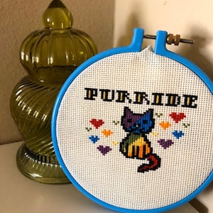 Purride (Pride) Cat Rainbow Cross Stitch Pattern, PDF