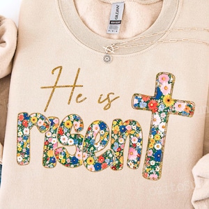 Il est ressuscité png, Floral Glitter Risen png, Design floral en sublimation de Pâques, Pâques chrétien png, Pâques png, Christian Pâques Png