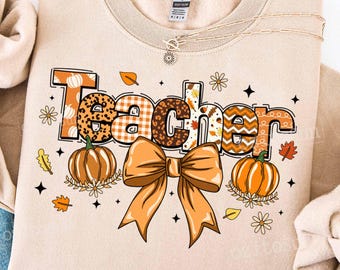 Teacher Fall Coquette PNG, Autumn Teacher Sublimation, Teach Love Inspire PNG, Back to School Gift, Teacher Appreciation png