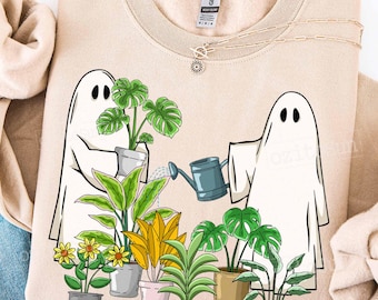 Fantasma de planta divertida PNG, Dama de planta de Halloween PNG, Jardinero espeluznante PNG, Sublimación para amantes de las plantas, Jardín fantasma PNG, Jardinero espeluznante PNG