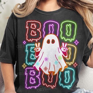 Halloween Neon PNG, Neon Boo Ghost PNG, Boujee Ghost PNG, Spooky Season png, Neon Ghost Sublimation, Cute Glow Halloween Design