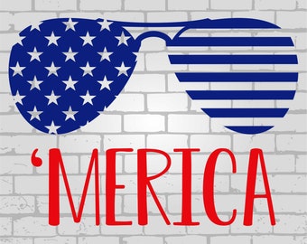 Merica Svg, Fourth of July Svg, Merica sunglasses svg, 4th of July Svg, Patriotic Svg, sunglasses svg, America Svg, july 4th svg