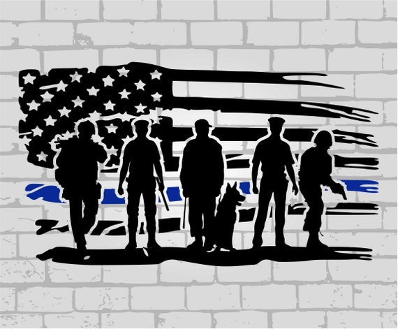 thin blue line svg, Thin blue line flag svg, Police svg, 4th of july svg, American flag svg, gun svg