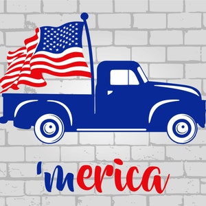 Old truck american flag svg, merica svg, Old truck svg, american flag svg, Vintage truck svg, flag svg, Pickup truck svg, retro truck svg