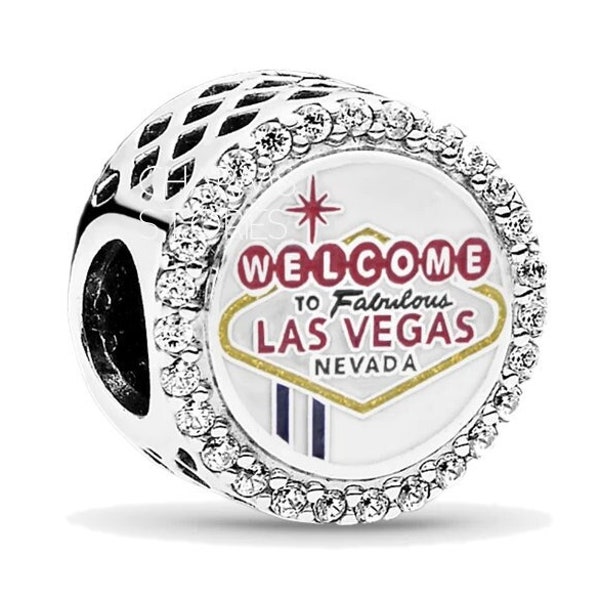 Welcome to Fabulous Las Vegas Nevada Charm, Landmark Charm, Casino Charm, Location Charm, Travel Charm, fit Pandora Bracelet