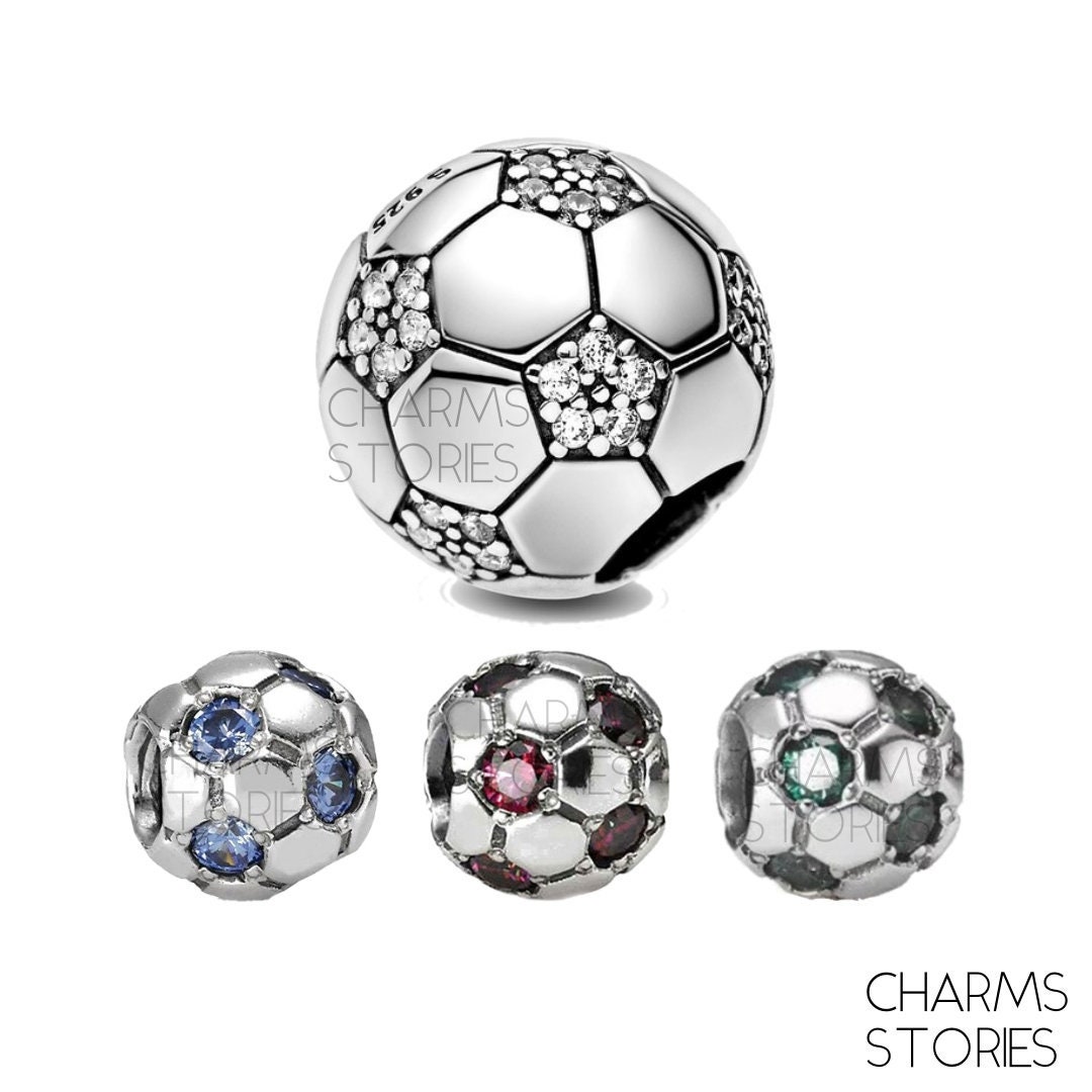 Crystaluxe Red Blue & White Soccer Ball w Crystals in Sterling Silver
