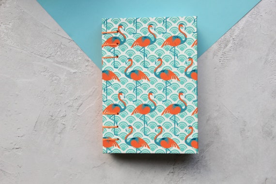 Flamingo Sketchbook | A5 Handmade Sketchbook | Coptic Bound Sketchbook | Gift for Artist