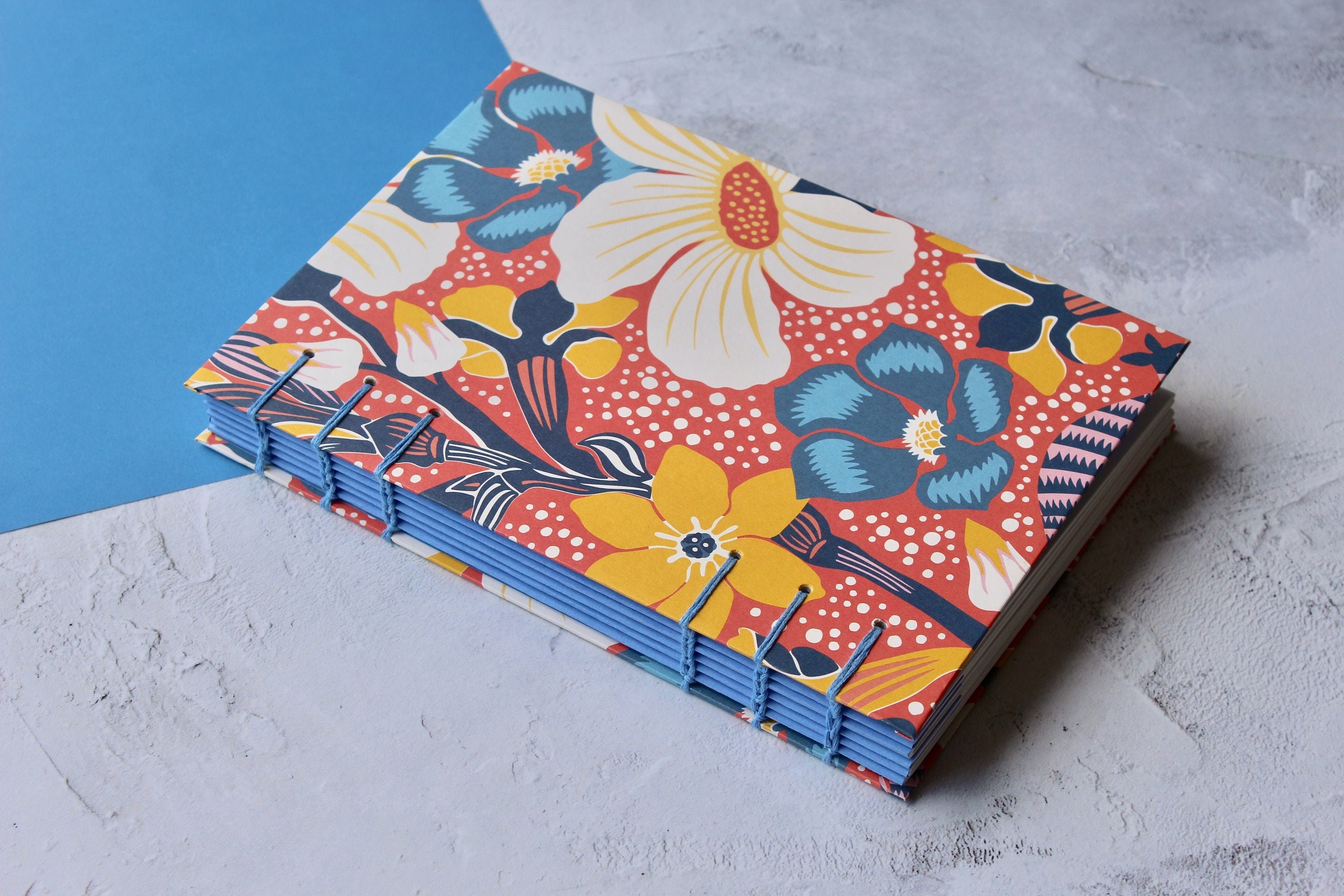 Red Floral Sketchbook A5 Handmade Portrait Sketchbook Etsy