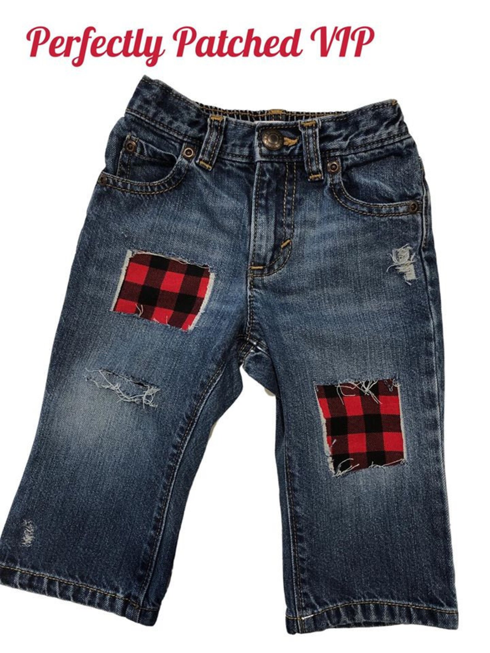 Custom Toddler Boys Distressed and Patched Denim Jeans Etsy