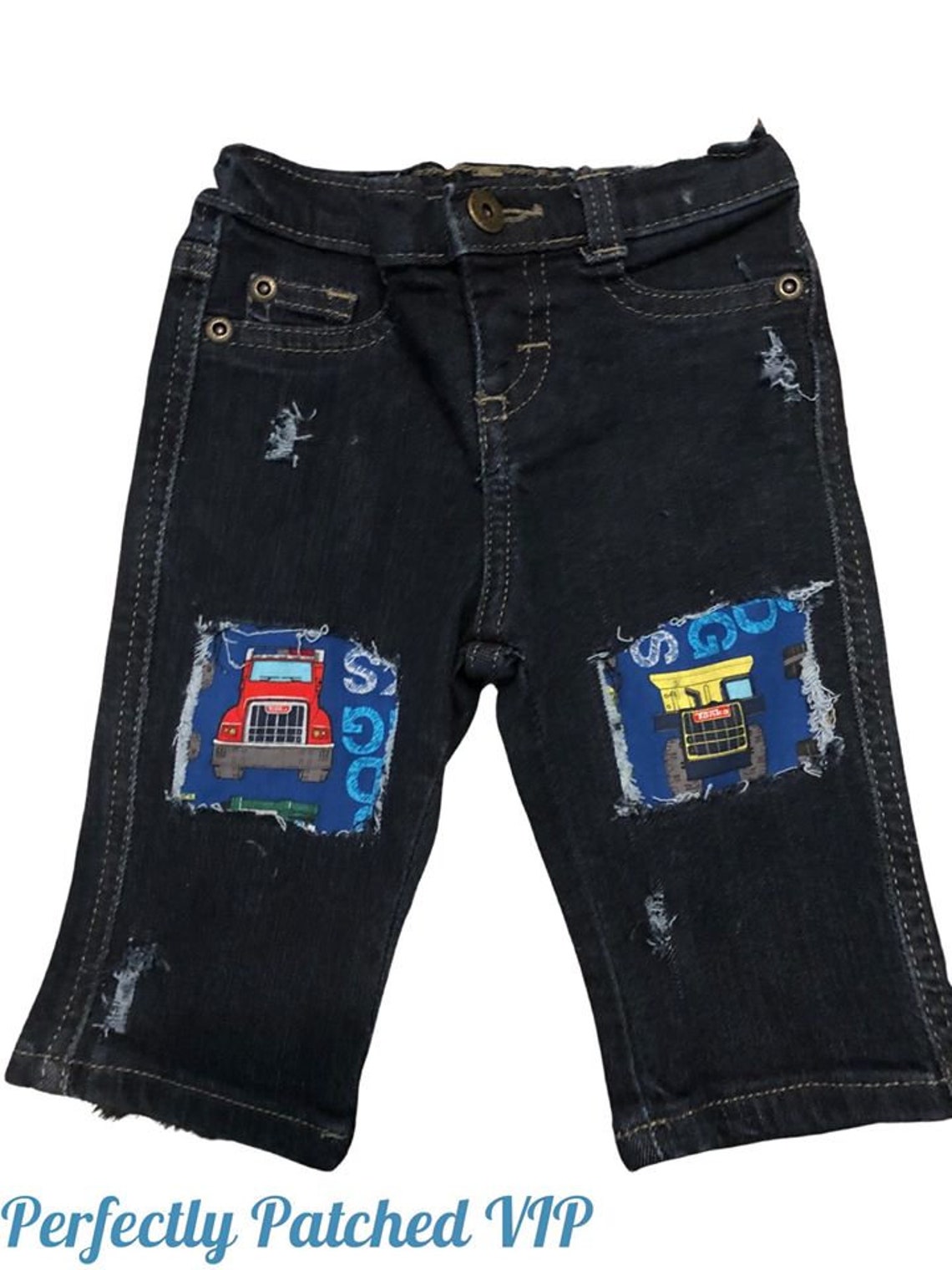Custom Toddler Boys Distressed and Patched Denim Jeans Etsy