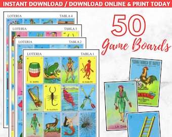 50 Game Boards Loteria Mexicana, Digital File, Instant Download