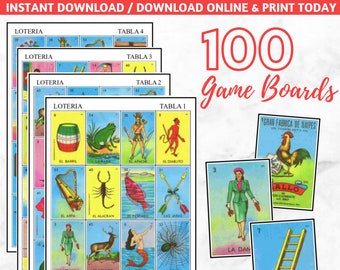 100 Game Boards Loteria Mexicana, Digital File, Instant Download