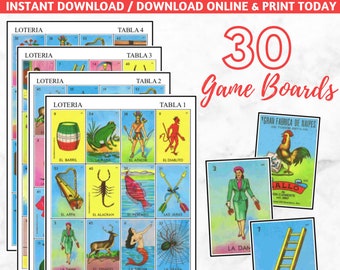 30 Game Boards Loteria Mexicana, Digital File, Instant Download