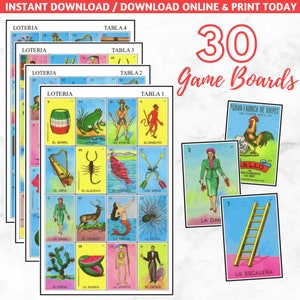 30 Tableros de Juego Loteria Mexicana, Archivo Digital, Descarga Instantánea