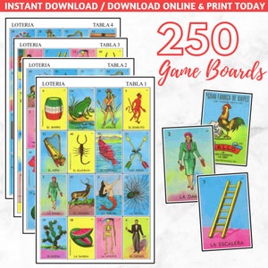 250 Tableros de Juego Loteria Mexicana, Archivo Digital, Descarga Instantánea