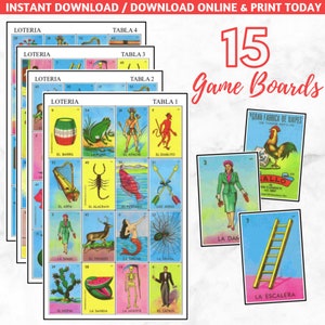 15 Tableros de Juego Loteria Mexicana, Archivo Digital, Descarga Instantánea