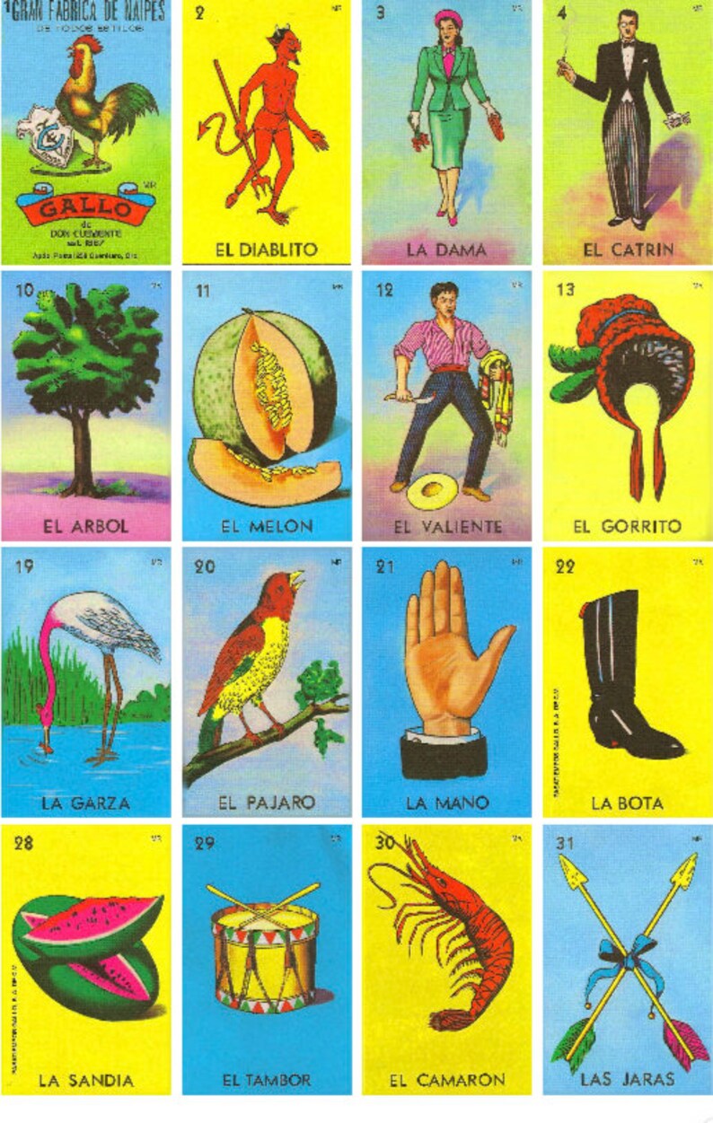 Loteria Mexicana & Loteria Moderna 50 Game Boards Digital image 0.