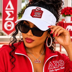 Delta Sigma Theta Stroll to the Polls Iron On Patch, 1913 Embroidered Patch, DST Voting Patch, Red White Sorority Hat Patch, Greek