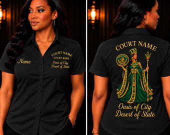 Walking Shirt, Daughters of Isis, Custom Embroidered Court Shirt, Personalized Name Court Number Oasis Desert, Women’s Fraternal Shirt