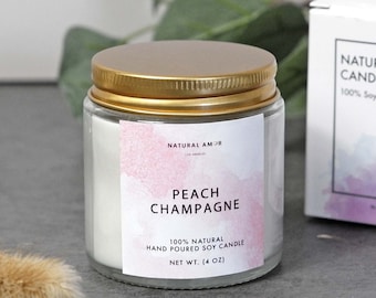 Peach Champaign Soy Wax Candle| Candle Gift| Birthday Gift| Gift for Her| Wedding Favor| Home Decor| Party Favor| Stay Summer
