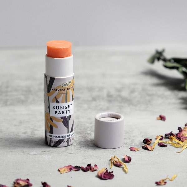 All Natural Lip Balm - Sunset Party| Citrus Scent Lip Balm | Small Fall Gift | Beeswax | Coconut Oil | Gift for her| Essential Oils