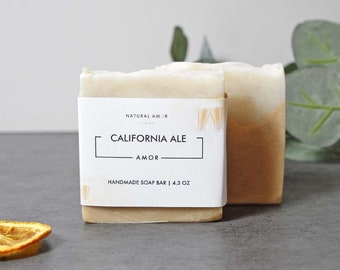 California Ale Beer Soap Bar| Organic Handmade Soap| All Natural| Vegan| Gift for Him| Best Gift for Dad Father Husband Boyfriend| Autumn