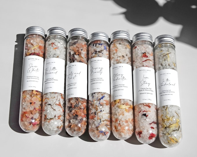 Natural Bath Salt Soak | Essential Oil Tubes | Spa Relaxation Set | Bridesmaid Gift | Self Care Holiday Gift