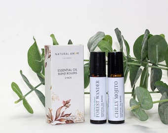 Essential Oil Blend Roller 10ml DUO | All Natural Aromatherapy | Self Care Gift | Personalized Gift | Roll-On Essential Oils | Unisex Gift