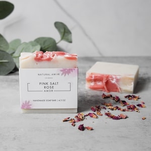 Pink Salt Rose Soap Bar | Handmade Soap | All Natural Soap| Organic Soap | Vegan | Essential Oil| Bridesmaid gifts