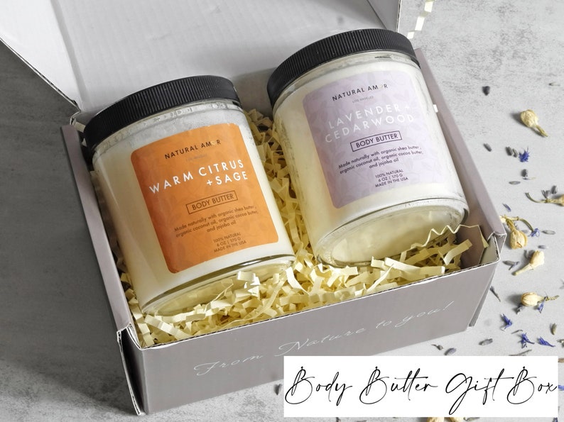 Organic Whipped Body Butter Natural Shea Butter Body Butter Super Moisturizing Body Lotion Heal Chapped Skin Gift for mom Butter Gift Set 6oz