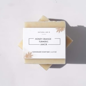 Turmeric Honey Orange Bar Soap | Organic Handmade Soap | Shea Butter| Natural Ingredients| Self Care Gift| Soap Gift 4.3 oz