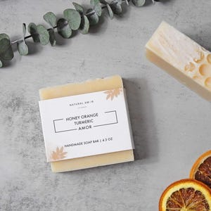 Turmeric Honey Orange Bar Soap |  Organic Handmade Soap | Shea Butter| Natural Ingredients| Self Care Gift| Soap Gift