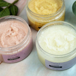 Natural Sugar Body Scrub Exfoliate & Moisturize Skin Essential Oil Scented Softening with Nourishing Body Oils image 1