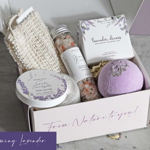 Time to Relax Spa Gift Box Gift Basket for women Thank you gift Care Package for women Mother's Day Gift Calming Lavender