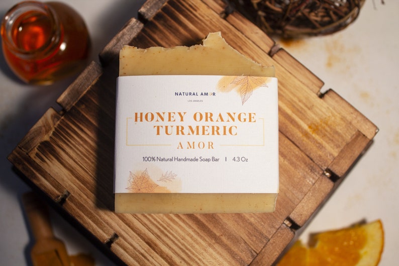 Turmeric Honey Orange Bar Soap Organic Handmade Soap Shea Butter Natural Ingredients Self Care Gift Soap Gift image 6