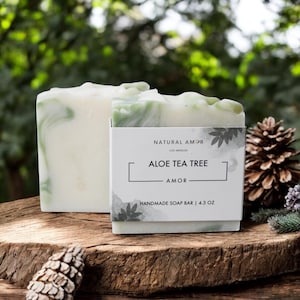 Aloe Tea Tree Handmade Soap for Sensitive Skin| All Natural Vegan Soap Bar| Unscented Moisturizing Soap| Men Soap