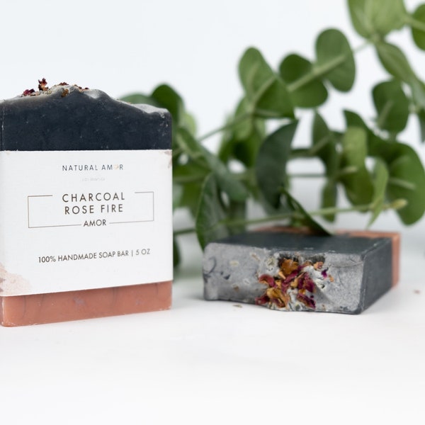 Charcoal Cedar Rose Soap Bar | All Natural Handmade Soap| Organic | Birthday Gift| Gift for her| Wedding Gift