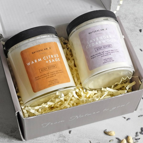 Organic Body Butter DUO Gift Set| All Natural Whipped Body Butter| Shea butter| Gift for her