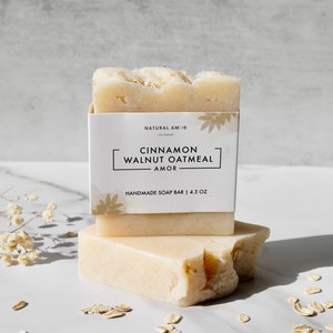 Cinnamon Walnut Oatmeal Soap Bar | Exfoliating Handmade Soap | All Natural Soap| Organic Soap| Birthday Gift