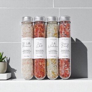 Natural Bath Salt Soak | Essential Oil Tubes | Spa Relaxation Set | Bridesmaid Gift | Self Care Holiday Gift image 7
