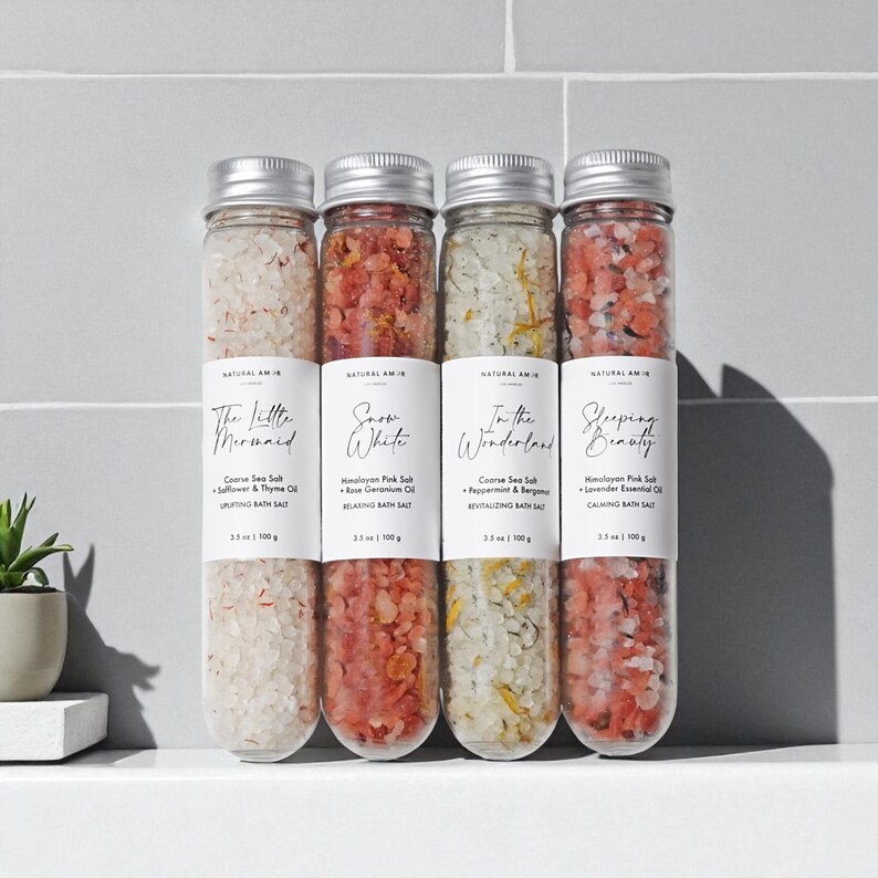Natural Bath Salt Soak | Essential Oil Tubes | Spa Relaxation Set | Bridesmaid Gift | Self Care Holiday Gift image 7